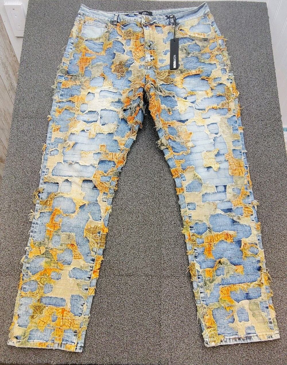 New Nova Men Edgar Vintage Shredded Slim Jeans Men's Size 38 Fast Shipping